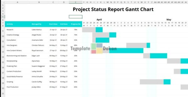Project Status Report Gantt Chart